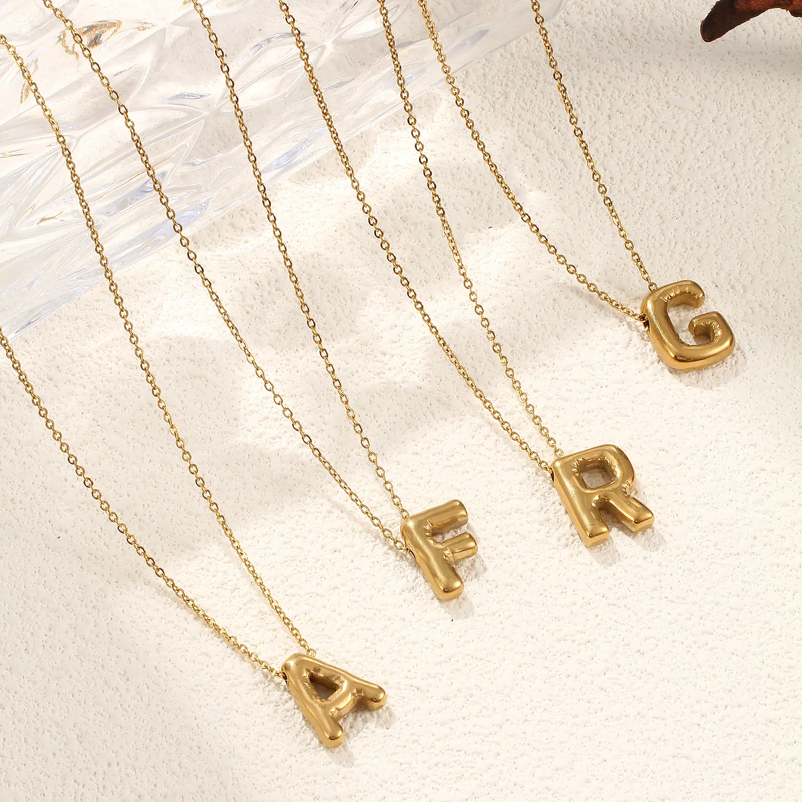Stylish 304 Stainless Steel Link Cable Chain Capital Alphabet Initial Letter Message " A-Z " Pendant Charm Necklace Unisex Gift