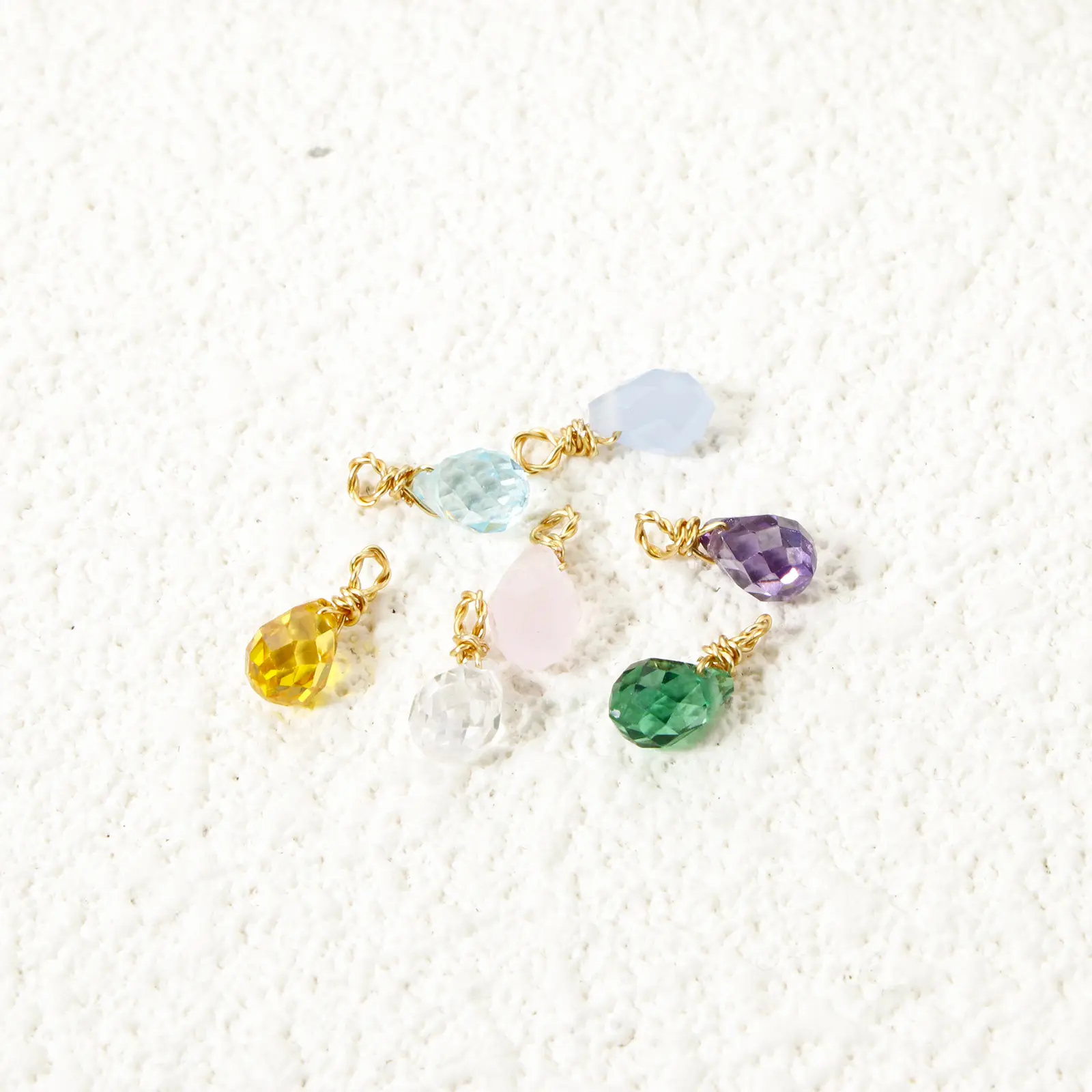 304 Stainless Steel Colorful Birthstone Jewelry Charms Mini Faceted Drop Pendant Necklace DIY Findings 10mm x 4mm, 2 Piece