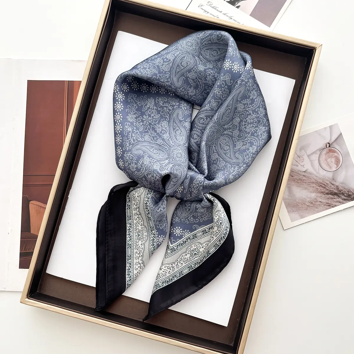 New 70cm Square Paisley Print Square Silk Scarf Casual Elegant Thin Breathable Neck Women Windproof Head Wrap Hair Scarves