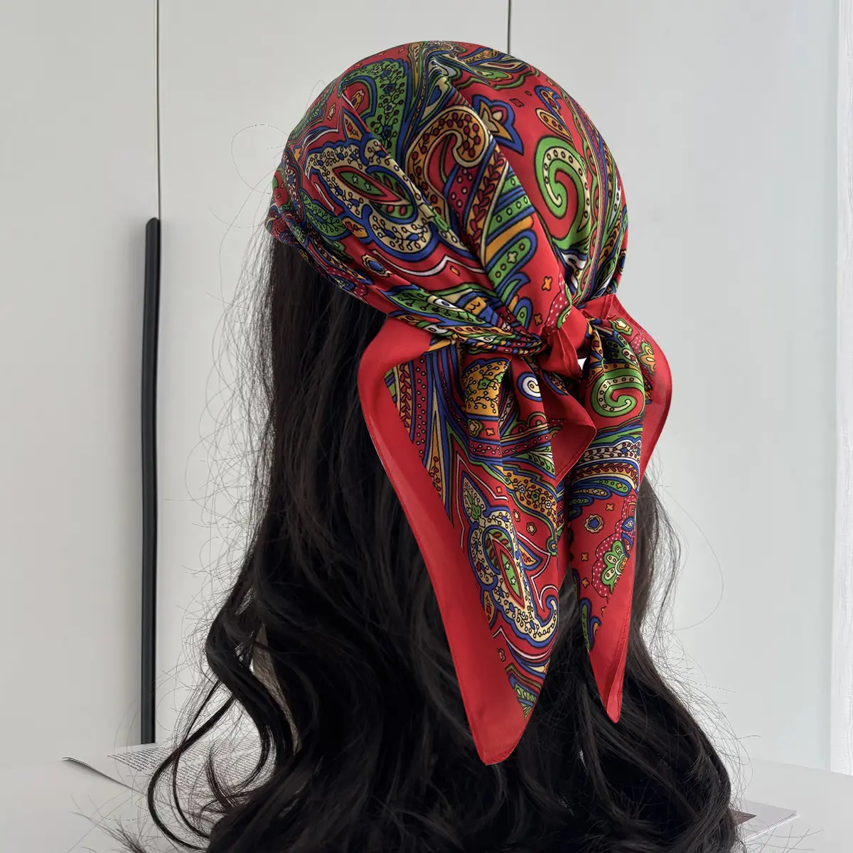 Print Shawl Square Scarf for Women Soft Satin Neckerchief Female Hair Bands Ribbon Headband Bandana