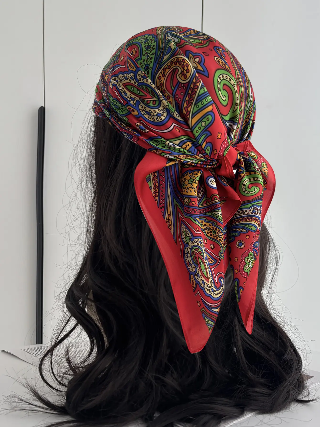 Print Shawl Square Scarf for Women Soft Satin Neckerchief Female Hair Bands Ribbon Headband Bandana