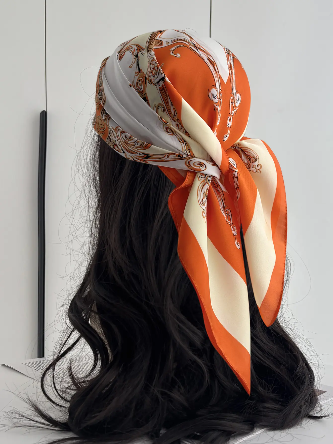 Print Shawl Square Scarf for Women Soft Satin Neckerchief Female Hair Bands Ribbon Headband Bandana