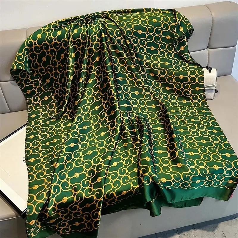 2025 Fashion Shawl Women's Silk Scarf Luxury Brand Satin Hijab Turbante Foulard Summer Beach Stole