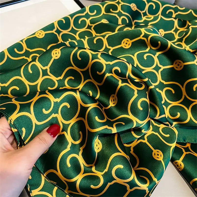 2025 Fashion Shawl Women's Silk Scarf Luxury Brand Satin Hijab Turbante Foulard Summer Beach Stole