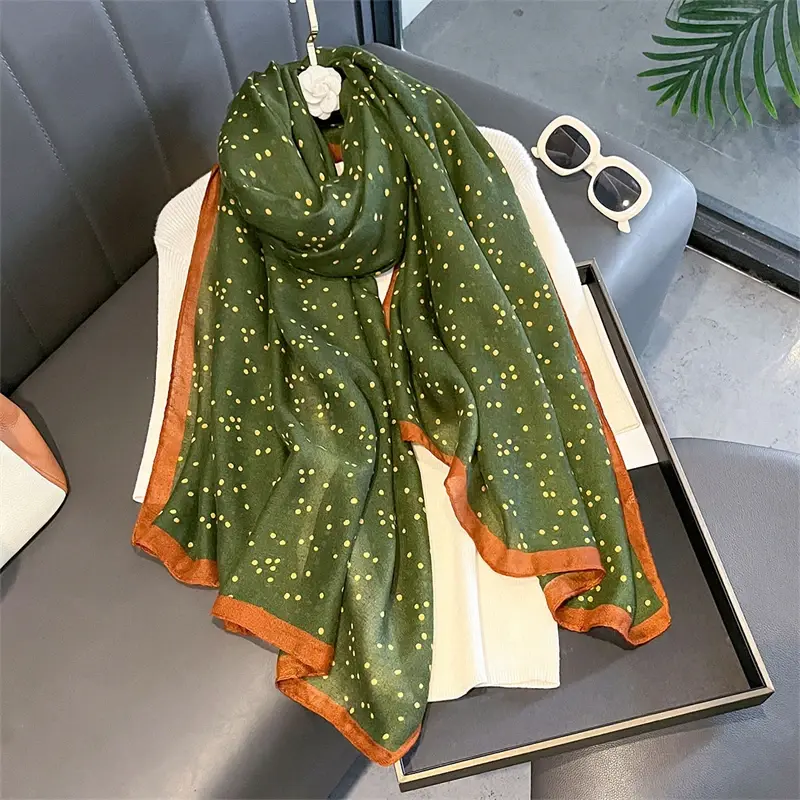 New Spring Women Cotton Scarf Beach Hijab Shawls and Wraps 2025 Luxury Brand Flower Female Foulard Echarpe Designer Bandana