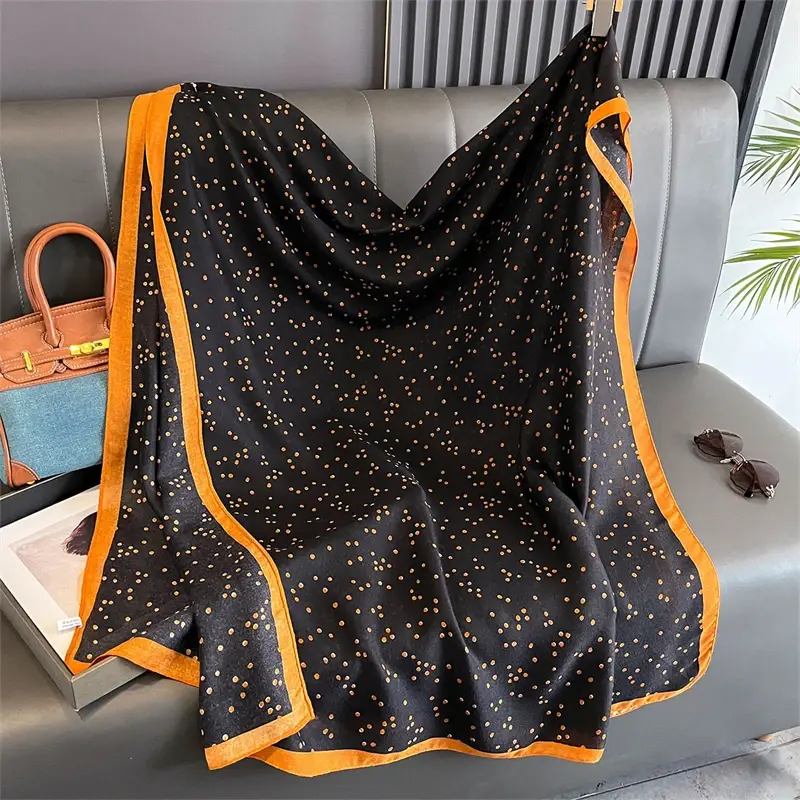 New Spring Women Cotton Scarf Beach Hijab Shawls and Wraps 2025 Luxury Brand Flower Female Foulard Echarpe Designer Bandana