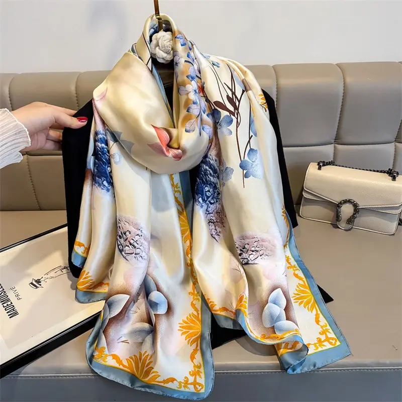 New Spring Scarf Women's Luxury Design Scarf Silk Smooth Scarf Soft Muslim Headband Shawl Beach