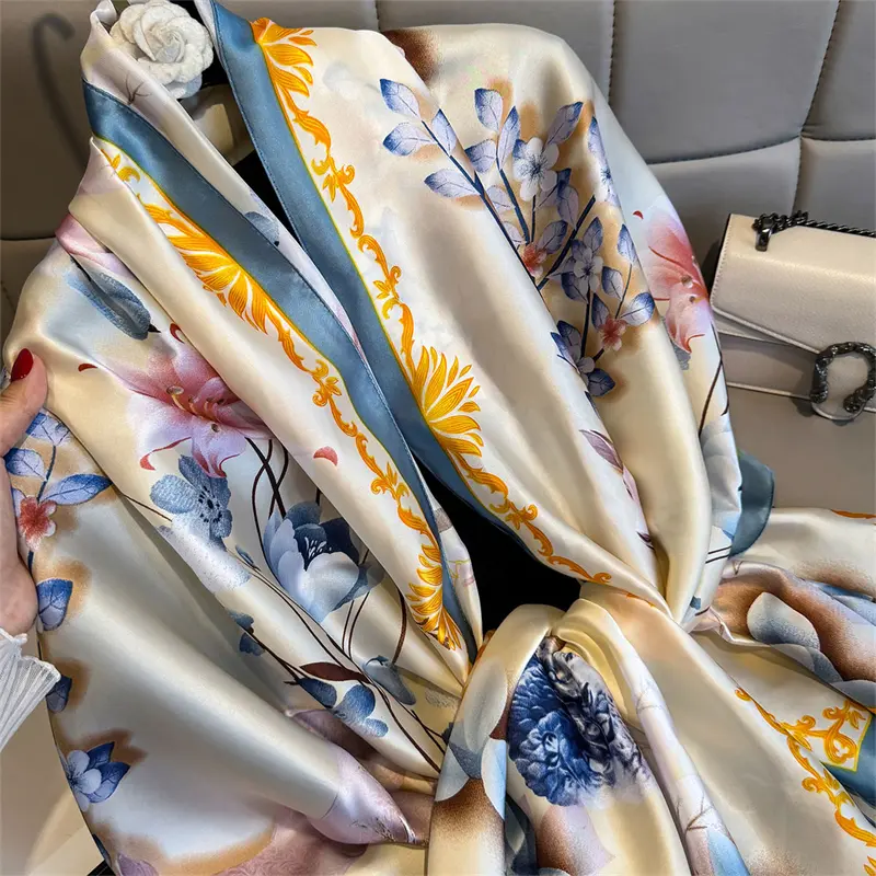 New Spring Scarf Women's Luxury Design Scarf Silk Smooth Scarf Soft Muslim Headband Shawl Beach