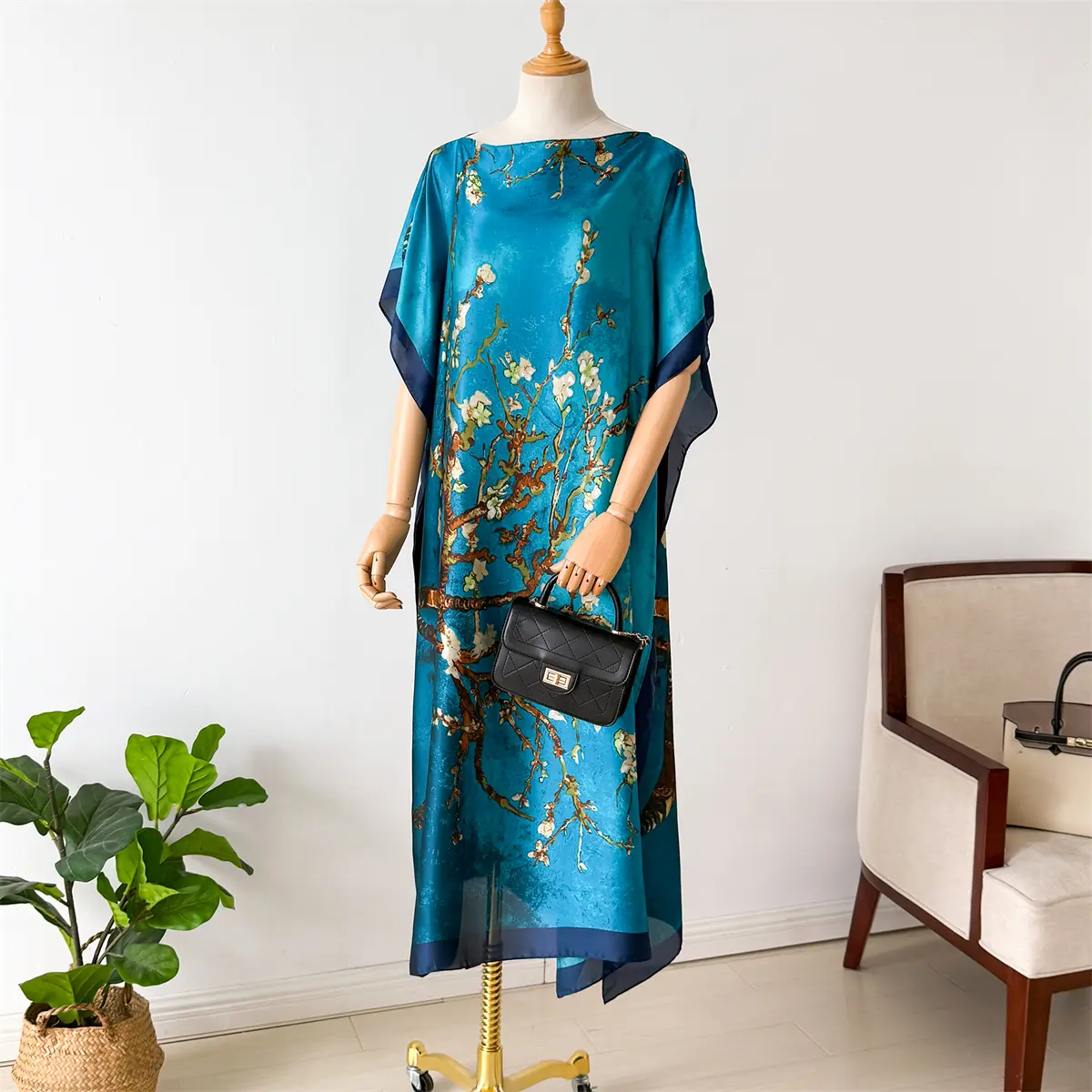 Summer New Fashion African Dresses For Women Elegant Printed Silk Muslim Lady Long Hijab Kaftan Dress Oversize Kuwait Abaya 2025