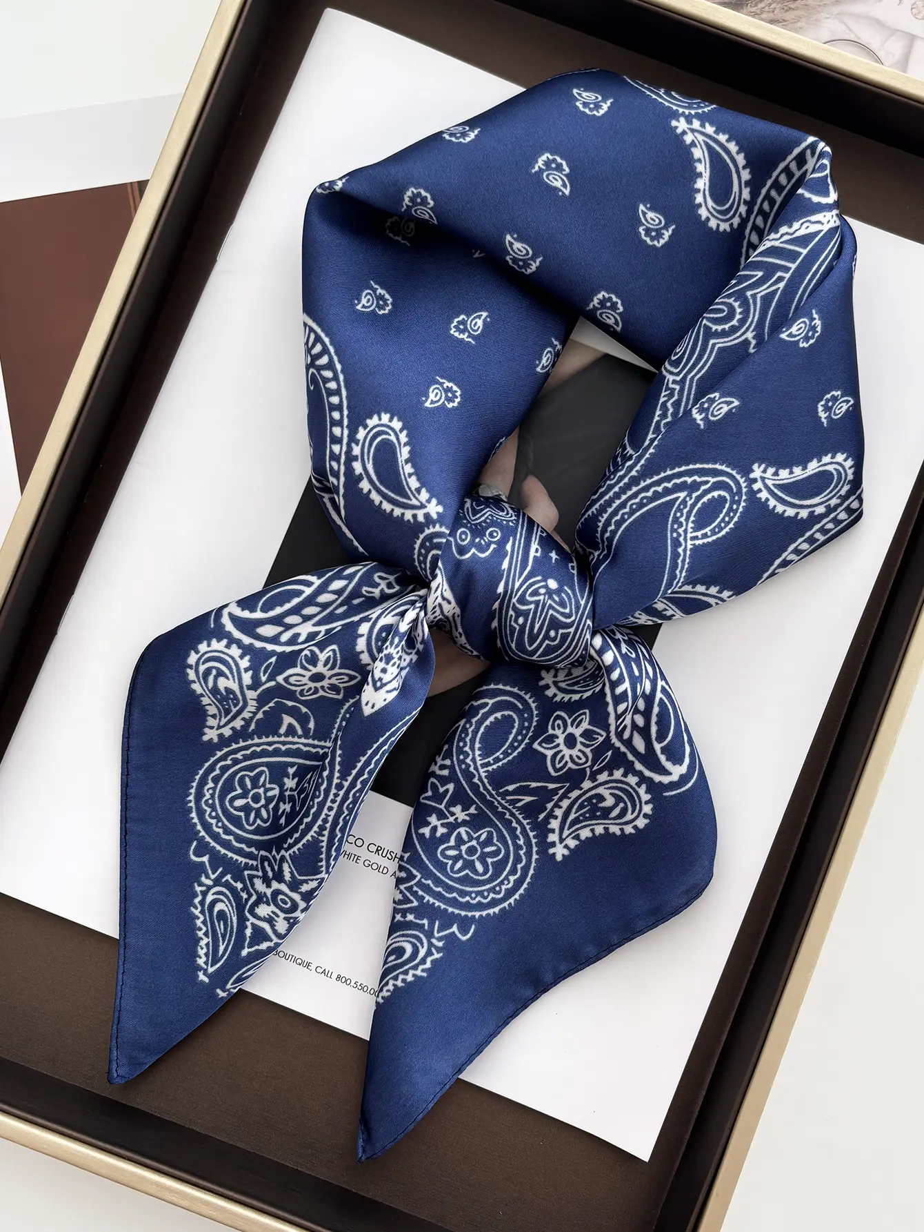 Luxury Brand Stripes Print Square Scarf Elegant Ladies Soft Satin Shawl Stylish Women's Decorative Bandana