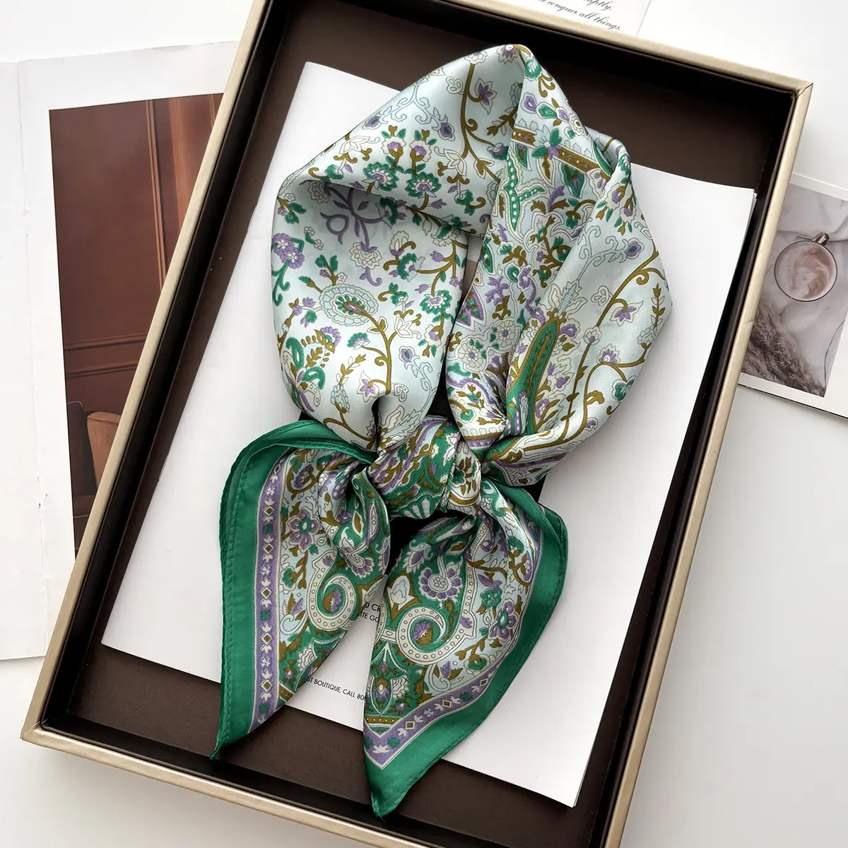 2025 Silk Shawl Square Scarf For Women Print Headband Foulard Satin Hijab Hair Bands Neckerchief Female Head Wraps Bandana