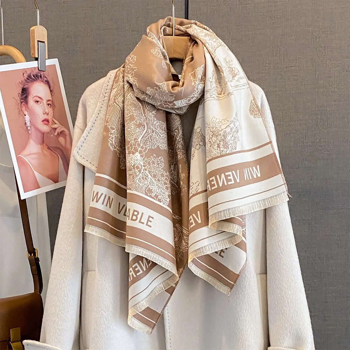 Thick Winter Poncho Women Scarf Luxury Floral Warm Shawl and Wrap Imitation Cashmere Pashmina Blacnket Design Bufanda Echarpe