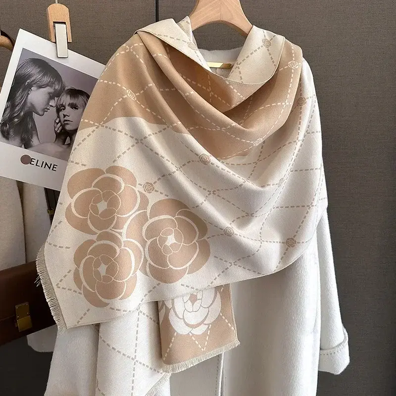 Fashion New Luxury Retro Soft Trees Print Lady Winter Women Scarf Cashmere Thicken Warm Shawl Pashmina Female Wrap Neckerchief