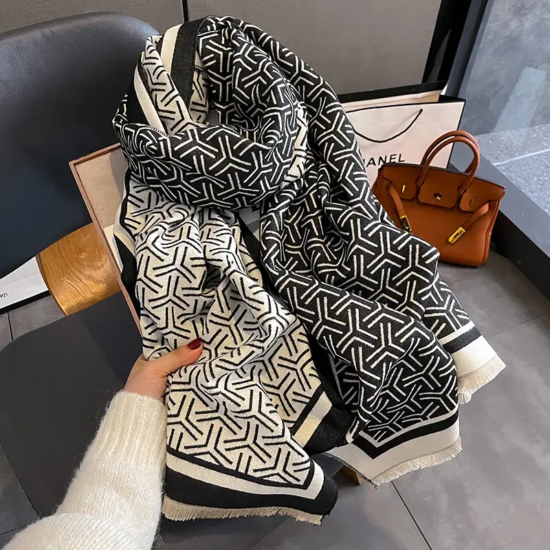 Winter Scarf Floral Pashimina Shawls and Wraps Cashmere Echarpe Bufanda Poncho Stole for Female