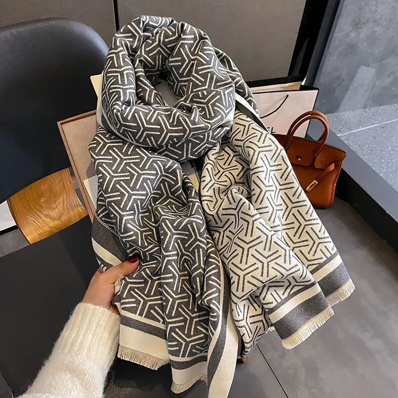 Winter Scarf Floral Pashimina Shawls and Wraps Cashmere Echarpe Bufanda Poncho Stole for Female