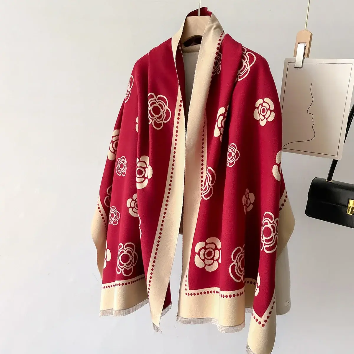 Women Winter Scarf 2025 Luxury Design Floral Autumn Cashmere Scarves Thick Warm L Ady Wrap Shawl Pashmina Female Poncho