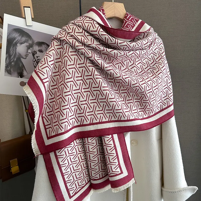Winter Scarf Floral Pashimina Shawls and Wraps Cashmere Echarpe Bufanda Poncho Stole for Female