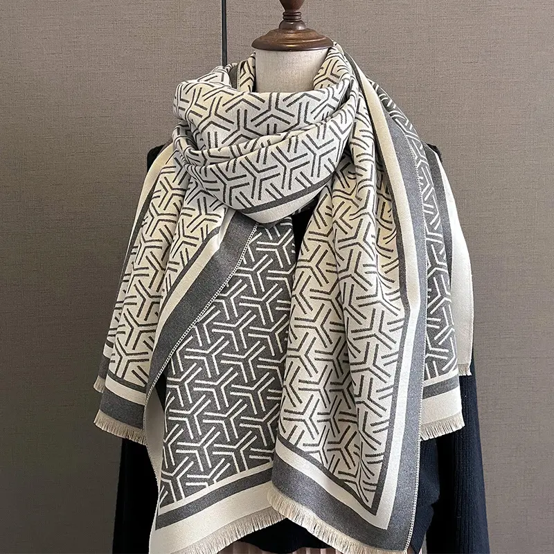 Winter Scarf Floral Pashimina Shawls and Wraps Cashmere Echarpe Bufanda Poncho Stole for Female