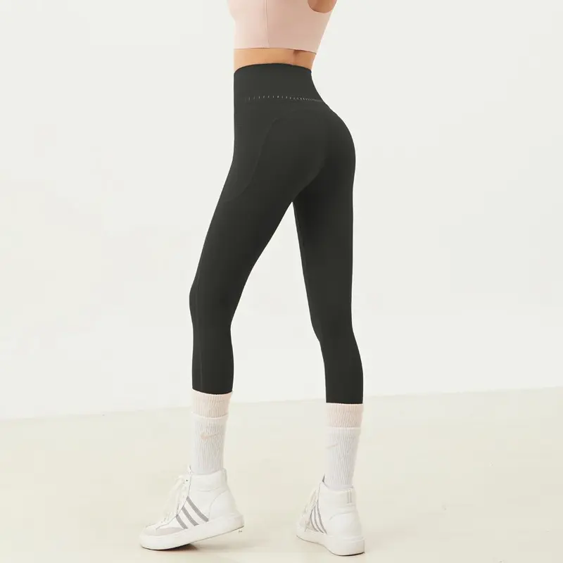 Yoga leggings naked high waist peach lifting hips outside quickly dry tight fit pockets gym training fitness pants