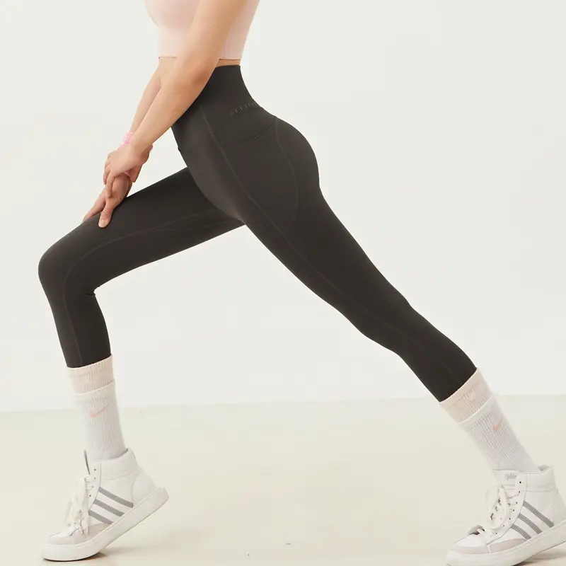 Yoga leggings naked high waist peach lifting hips outside quickly dry tight fit pockets gym training fitness pants