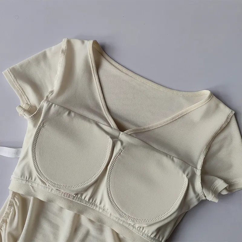 Mesh Sexy Sports Yoga Suit Short-sleeved Women's V-neck Pilates Training Breathable with Chest Pad Slimming Body Shirts Clothing
