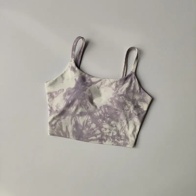 Tie-dyed One-piece Cup Sports Underwear Women's High Shock-proof Running Beauty Back Vest Gathering Bra Fitness Suit Yoga Suit