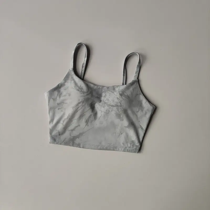 Tie-dyed One-piece Cup Sports Underwear Women's High Shock-proof Running Beauty Back Vest Gathering Bra Fitness Suit Yoga Suit