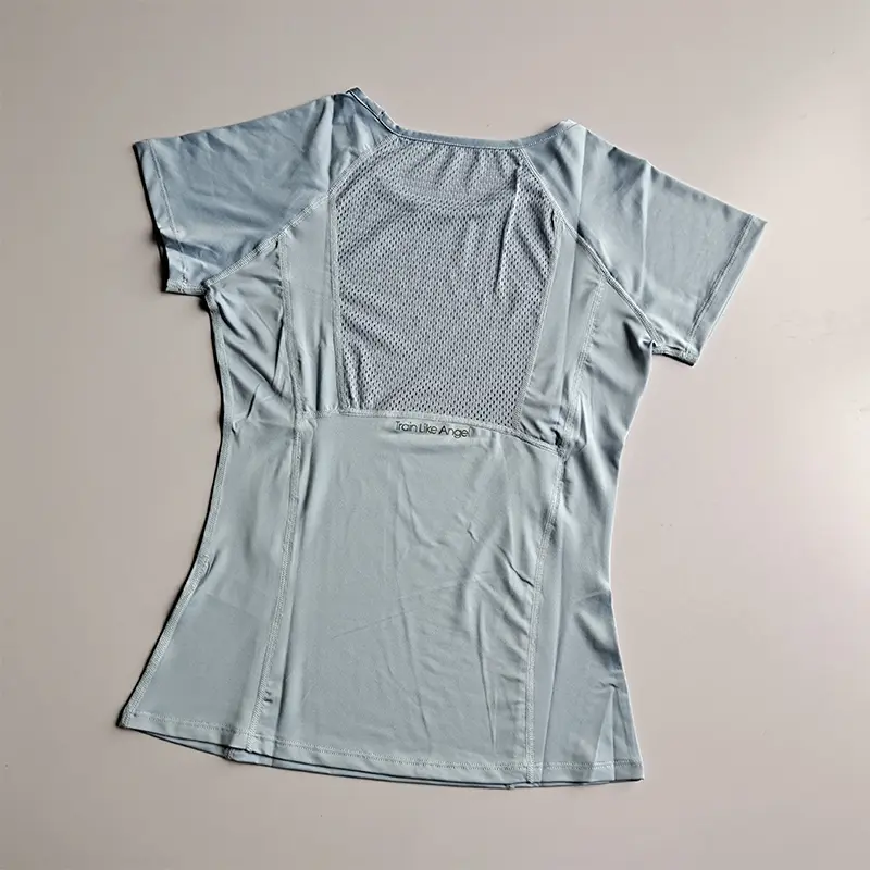 Spring and Summer Loose Women's Sports Short-sleeved Quick-drying Running Yoga Fitness T-shirt Mesh Breathable Neck Pullover Top