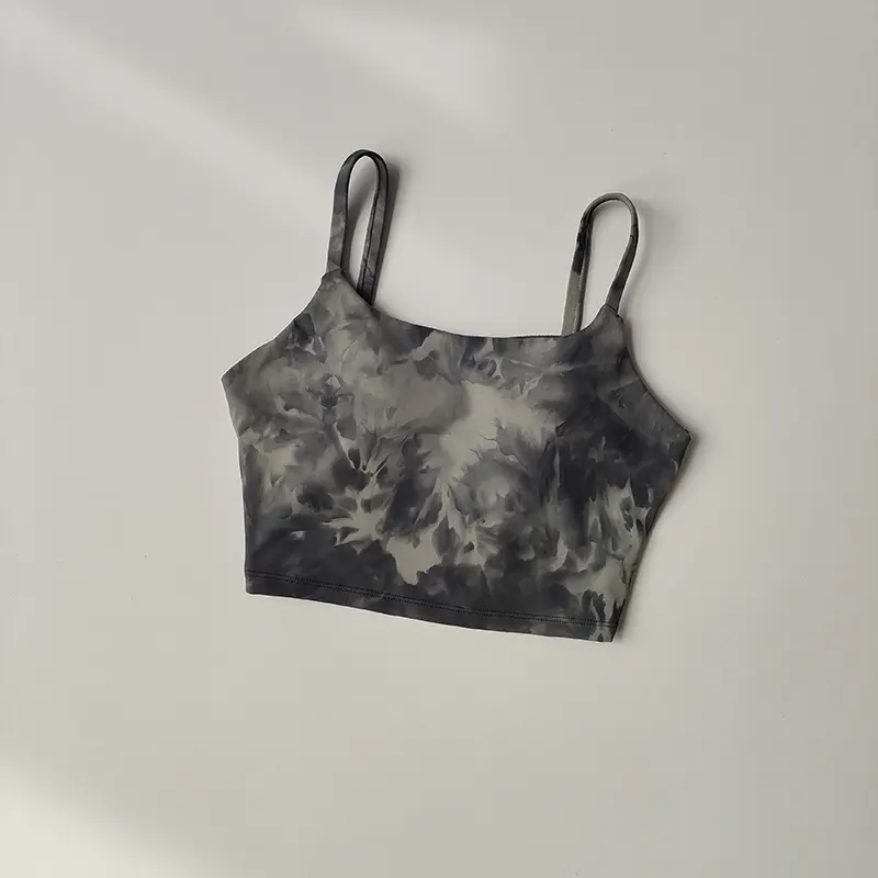 Tie-dyed One-piece Cup Sports Underwear Women's High Shock-proof Running Beauty Back Vest Gathering Bra Fitness Suit Yoga Suit