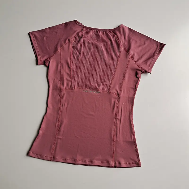 Spring and Summer Loose Women's Sports Short-sleeved Quick-drying Running Yoga Fitness T-shirt Mesh Breathable Neck Pullover Top