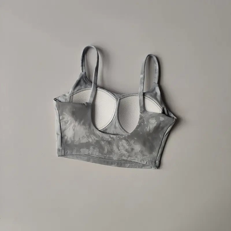 Tie-dyed One-piece Cup Sports Underwear Women's High Shock-proof Running Beauty Back Vest Gathering Bra Fitness Suit Yoga Suit