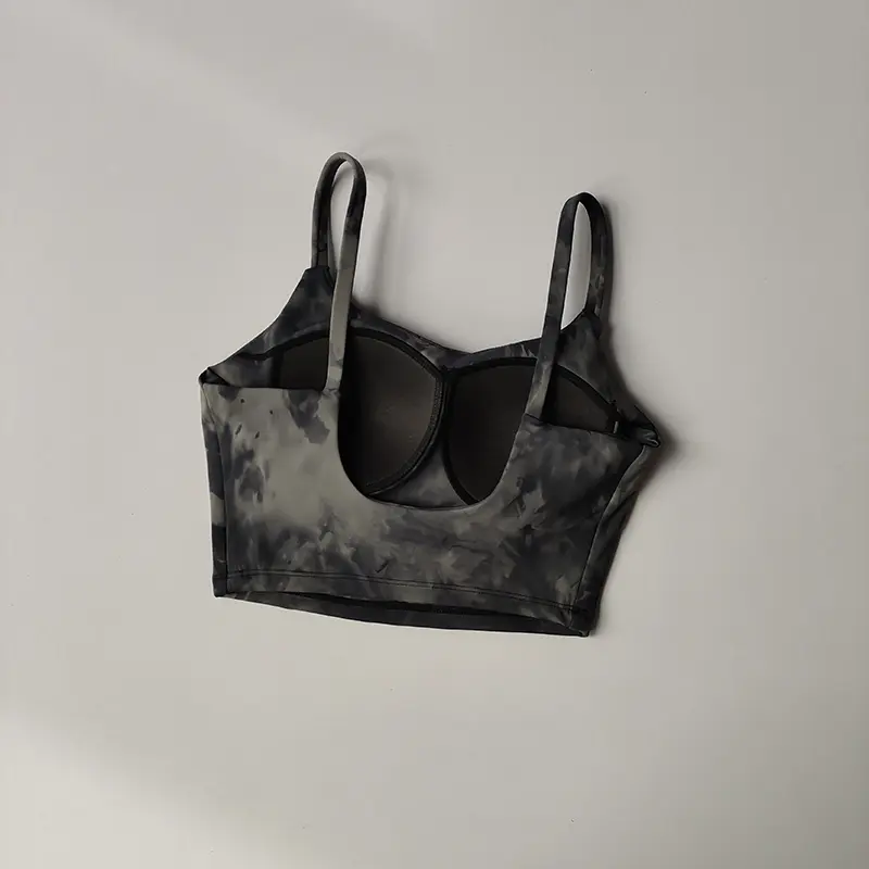 Tie-dyed One-piece Cup Sports Underwear Women's High Shock-proof Running Beauty Back Vest Gathering Bra Fitness Suit Yoga Suit