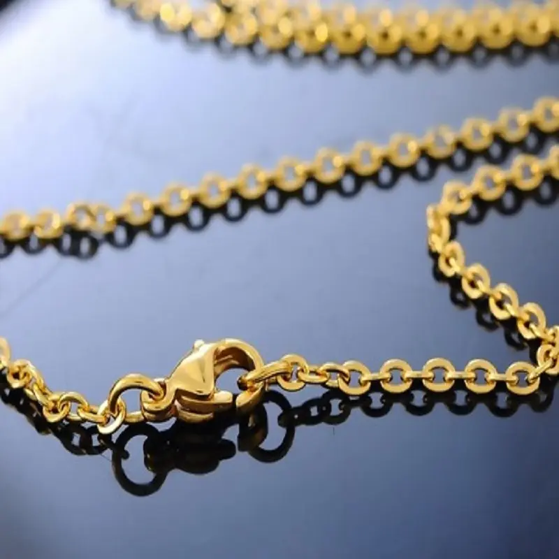 New 304 Stainless Steel Long Chain Necklace Gold Color For Women MenLink Cable Chain Necklace Jewelry Gifts 60cm long , 1 Piece