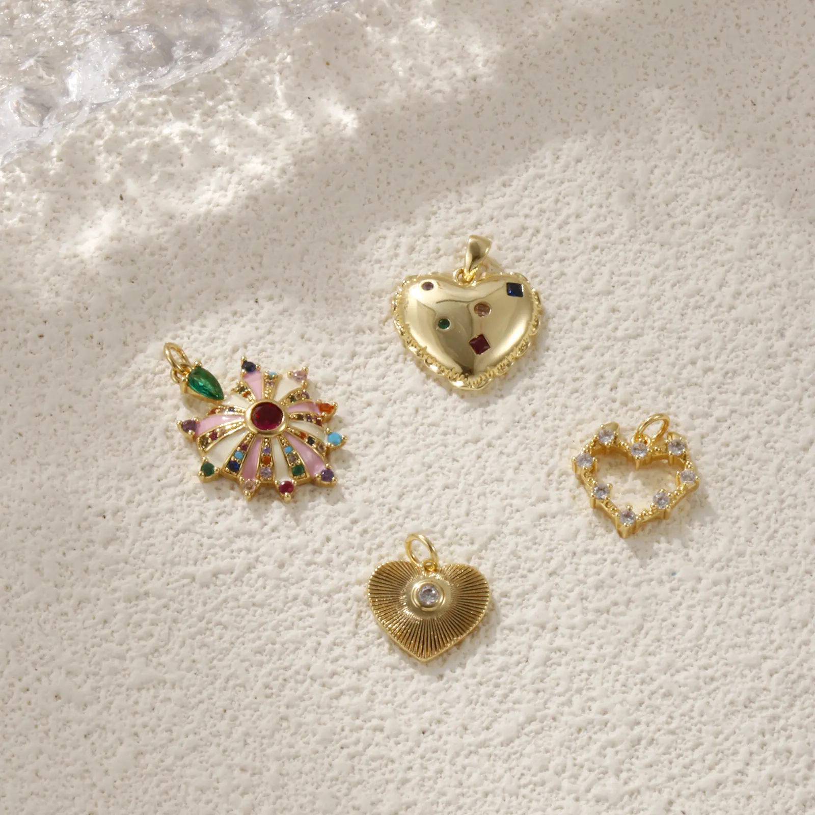 1 Piece Brass & Cubic Zirconia Valentine's Day Charms 18K Real Gold Plated Heart Pendant For DIY Necklace Jewelry Making