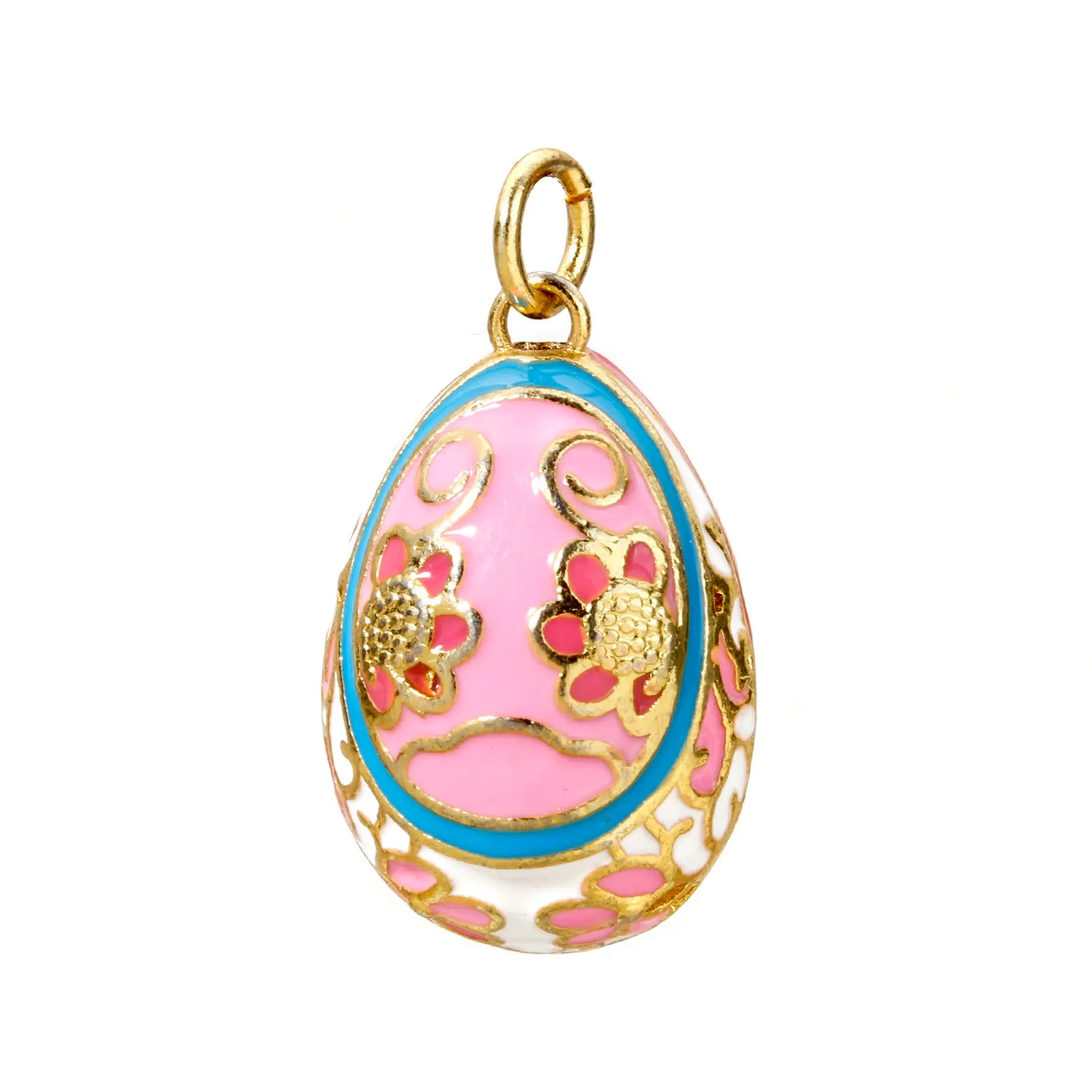 1 Piece Brass Easter Day Series Charms For Jewelry Making 18K Gold Plated Flower Faberge Egg Pendant DIY Findings 28mm x 15.5mm