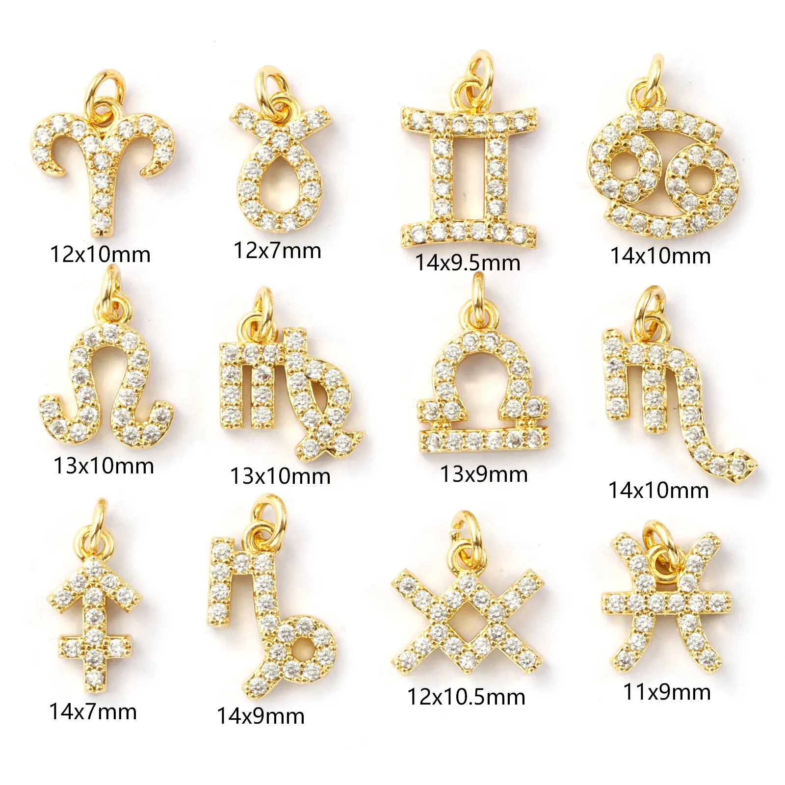 2 Piece Brass Constellation Charms 18K Gold Plated Transparent Cubic Zirconia Pendants For DIY Necklace Jewlery Making Findings