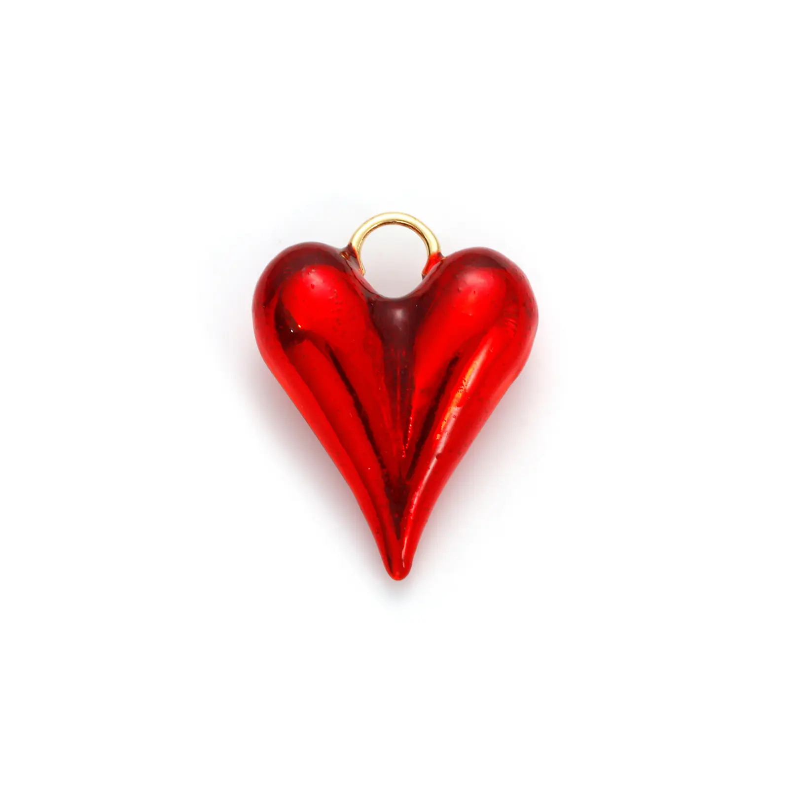 1 Piece Brass Valentine's Day Charms Real Gold Plated Heart 3D Red Hearts Pendant For DIY Necklace Bracelet Jewelry Making