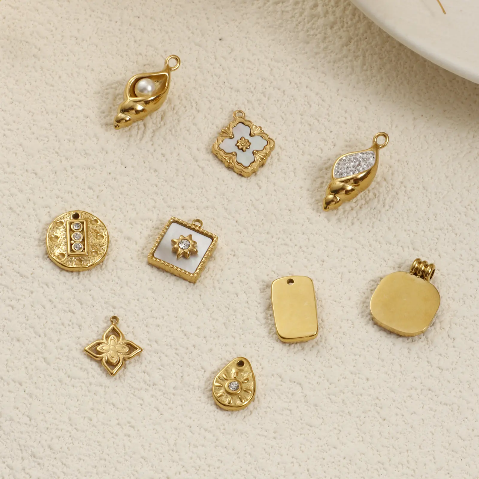 1 Piece 304 Stainless Steel Charms 18K Real Gold Plated Conch Flower Star Pendant For Necklace Bracelet Jewelry Making