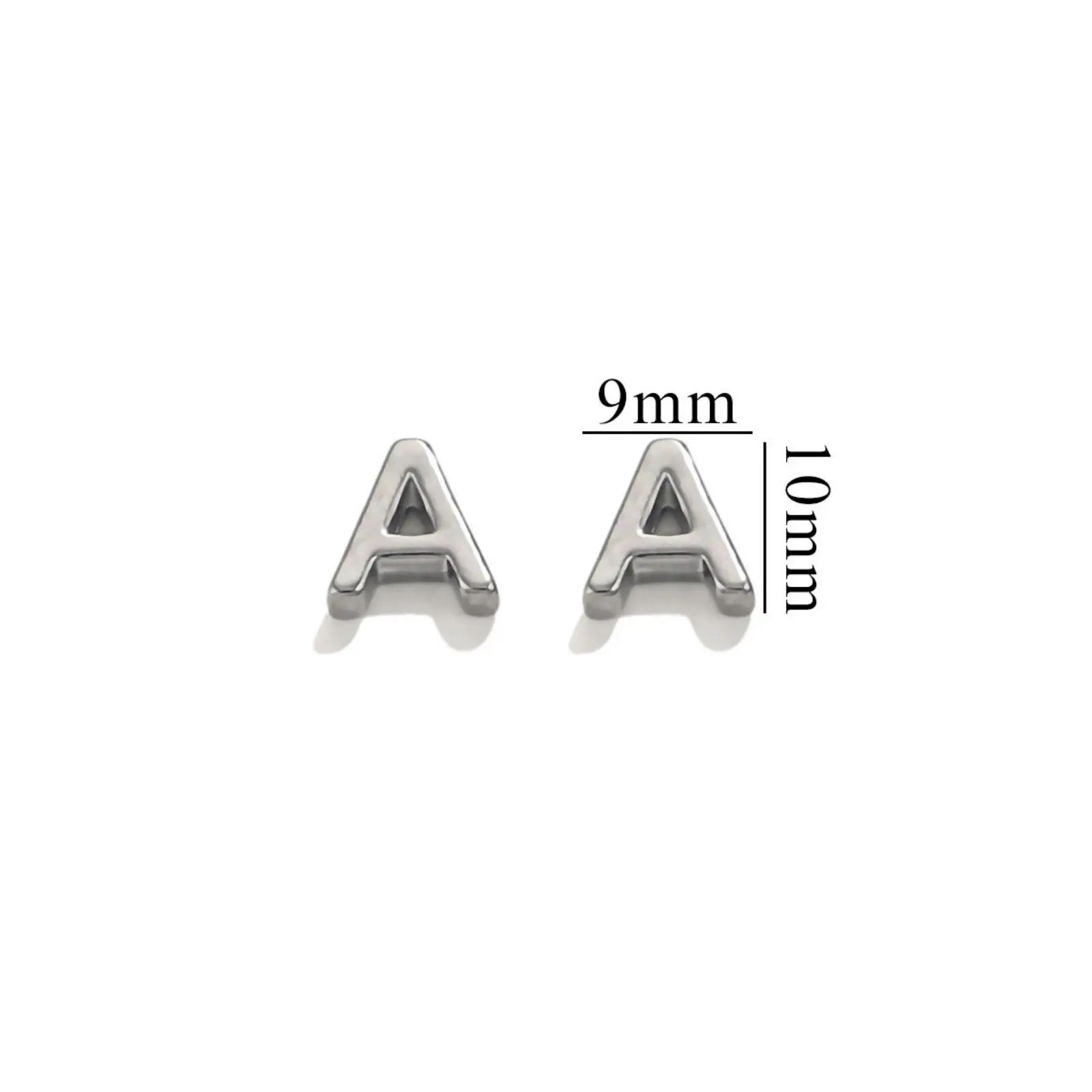 5 PCs 304 Stainless Steel Mini Charms Capital Alphabet Initial Letter Message " A-Z " Roller Burnishing Silver Color Beads