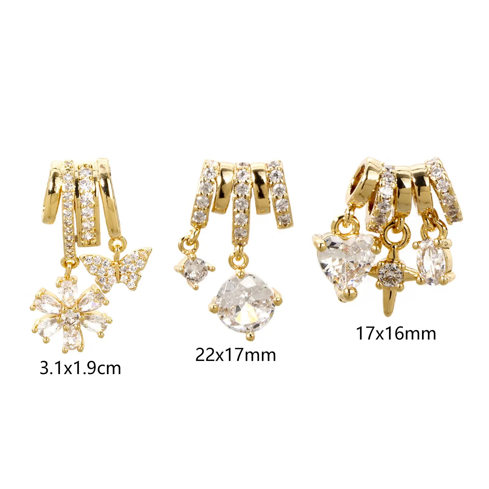 1 Piece Brass Micro Pave Charms 18K Gold Plated Butterfly Clear Cubic Zirconia For DIY Necklace Bracelet Jewelry Making Findings