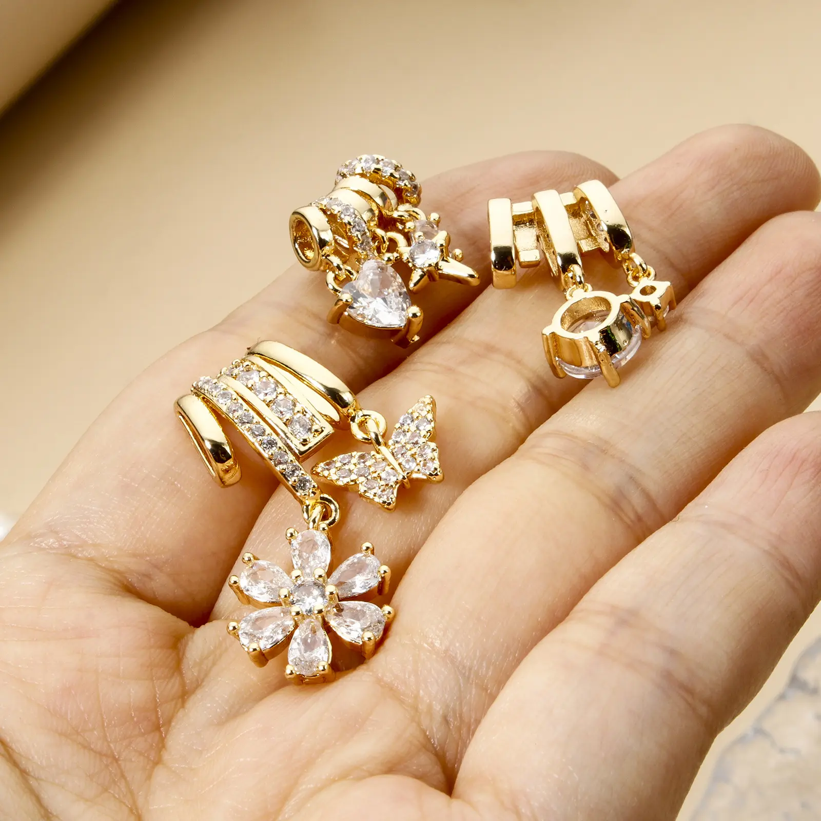 1 Piece Brass Micro Pave Charms 18K Gold Plated Butterfly Clear Cubic Zirconia For DIY Necklace Bracelet Jewelry Making Findings