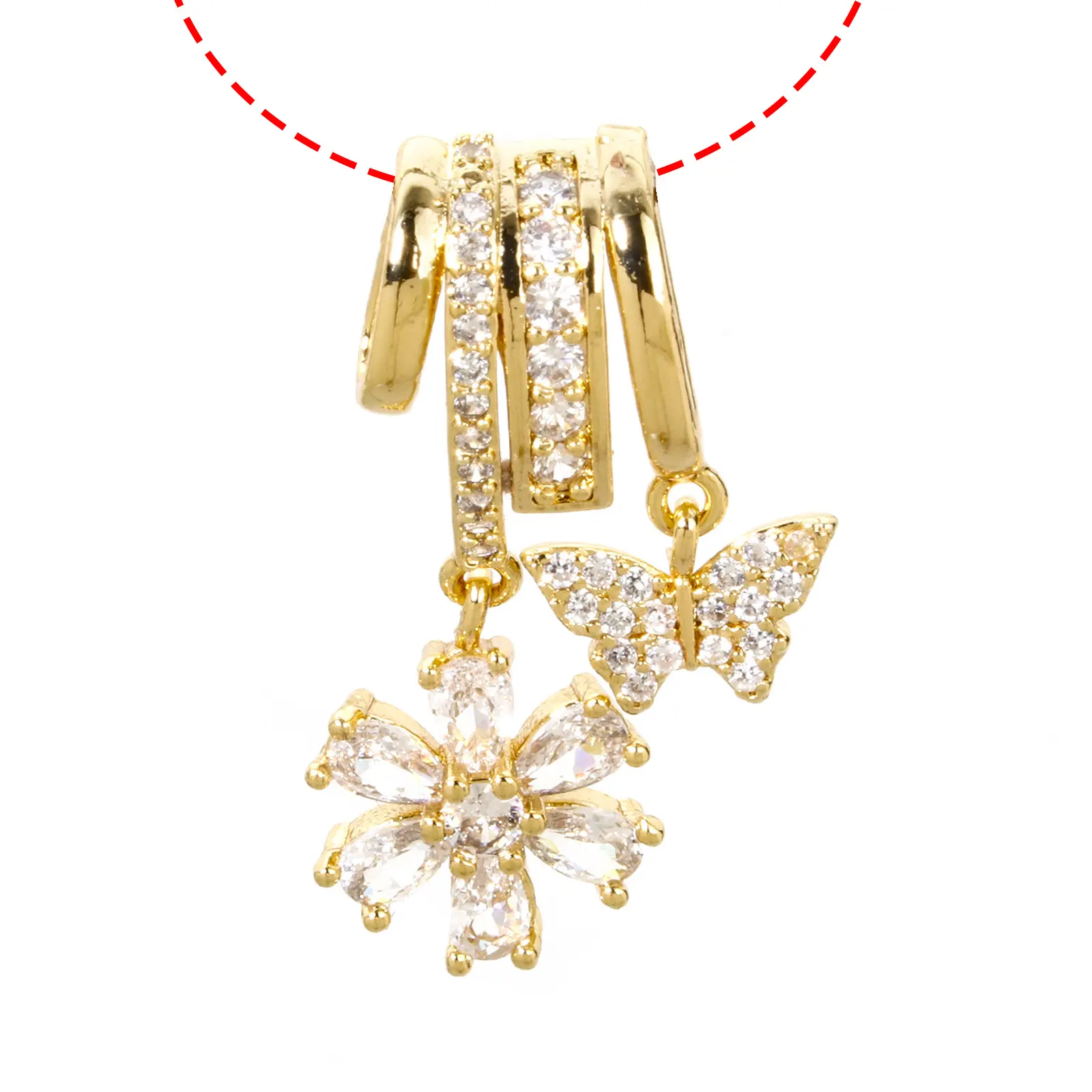 1 Piece Brass Micro Pave Charms 18K Gold Plated Butterfly Clear Cubic Zirconia For DIY Necklace Bracelet Jewelry Making Findings