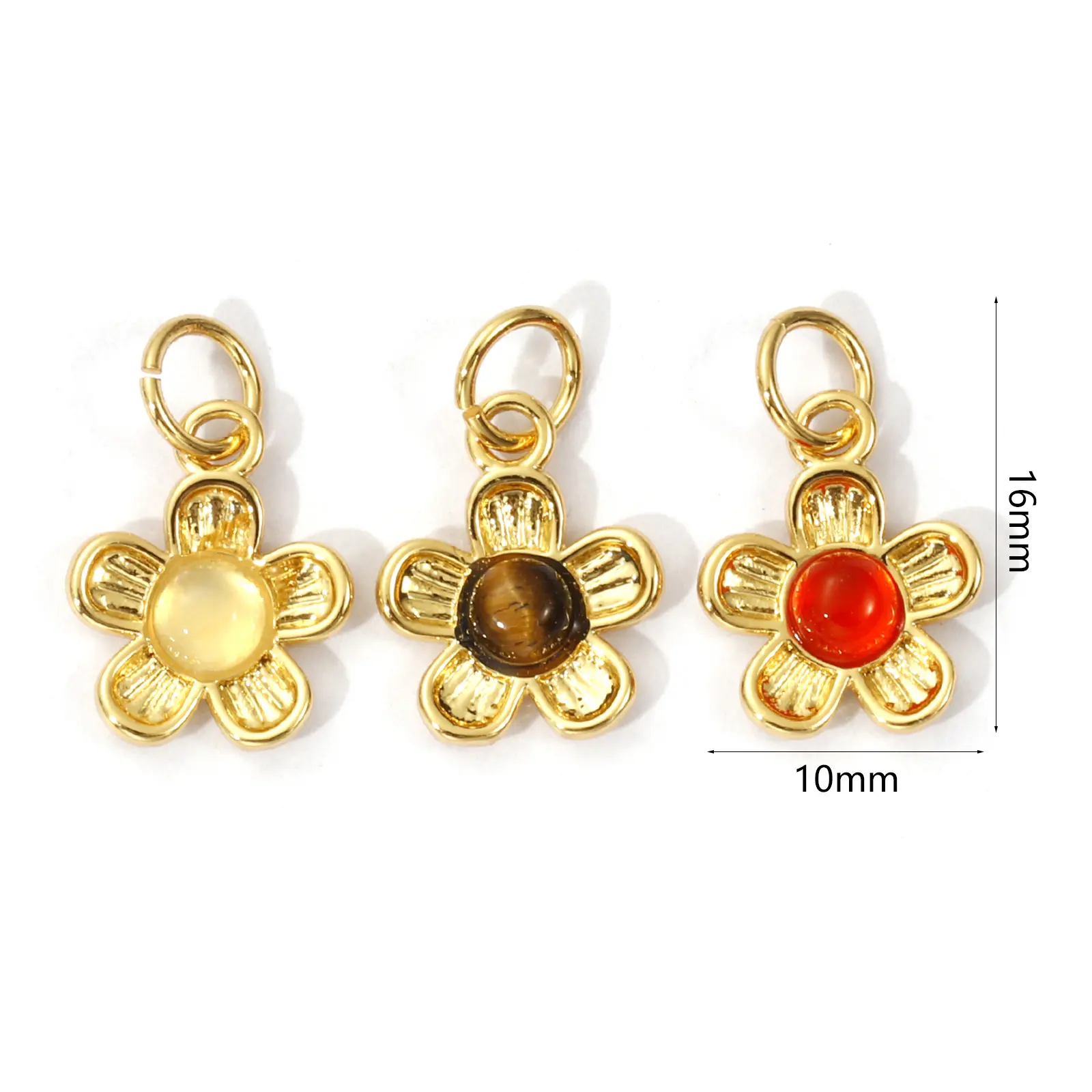 1 Piece Brass Charms 18K Gold Plated Flower Pendant For DIY Necklace Jewelry Making Findings 16mm x 10mm