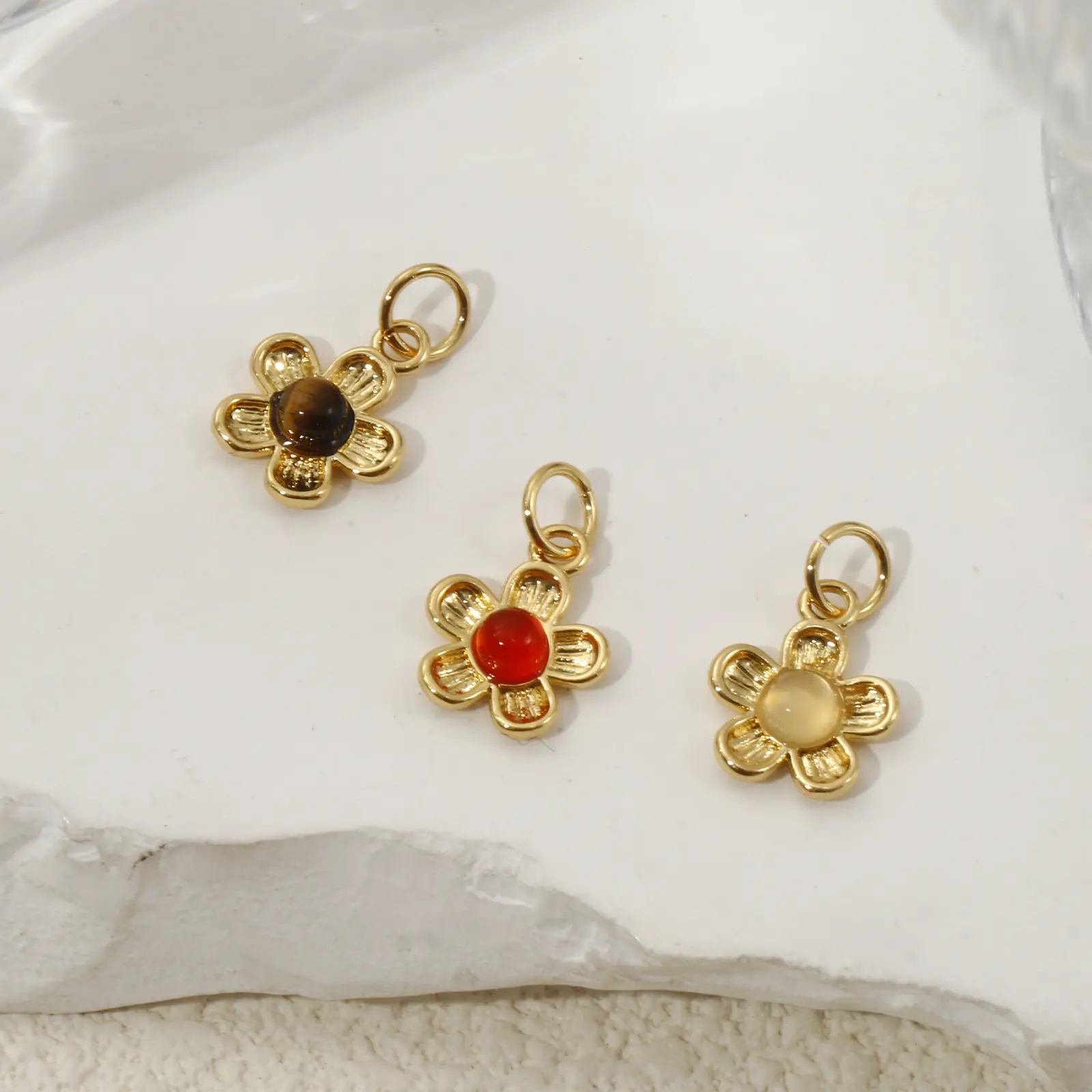 1 Piece Brass Charms 18K Gold Plated Flower Pendant For DIY Necklace Jewelry Making Findings 16mm x 10mm