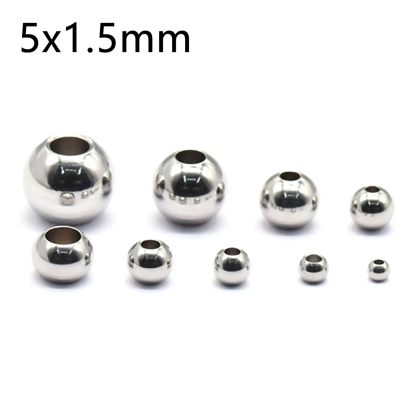 50 Piece 304 Stainless Steel Loose Spacer Beads Charms Silver Color Round Ball Beads For Jewelry Making Diy Necklace Findings