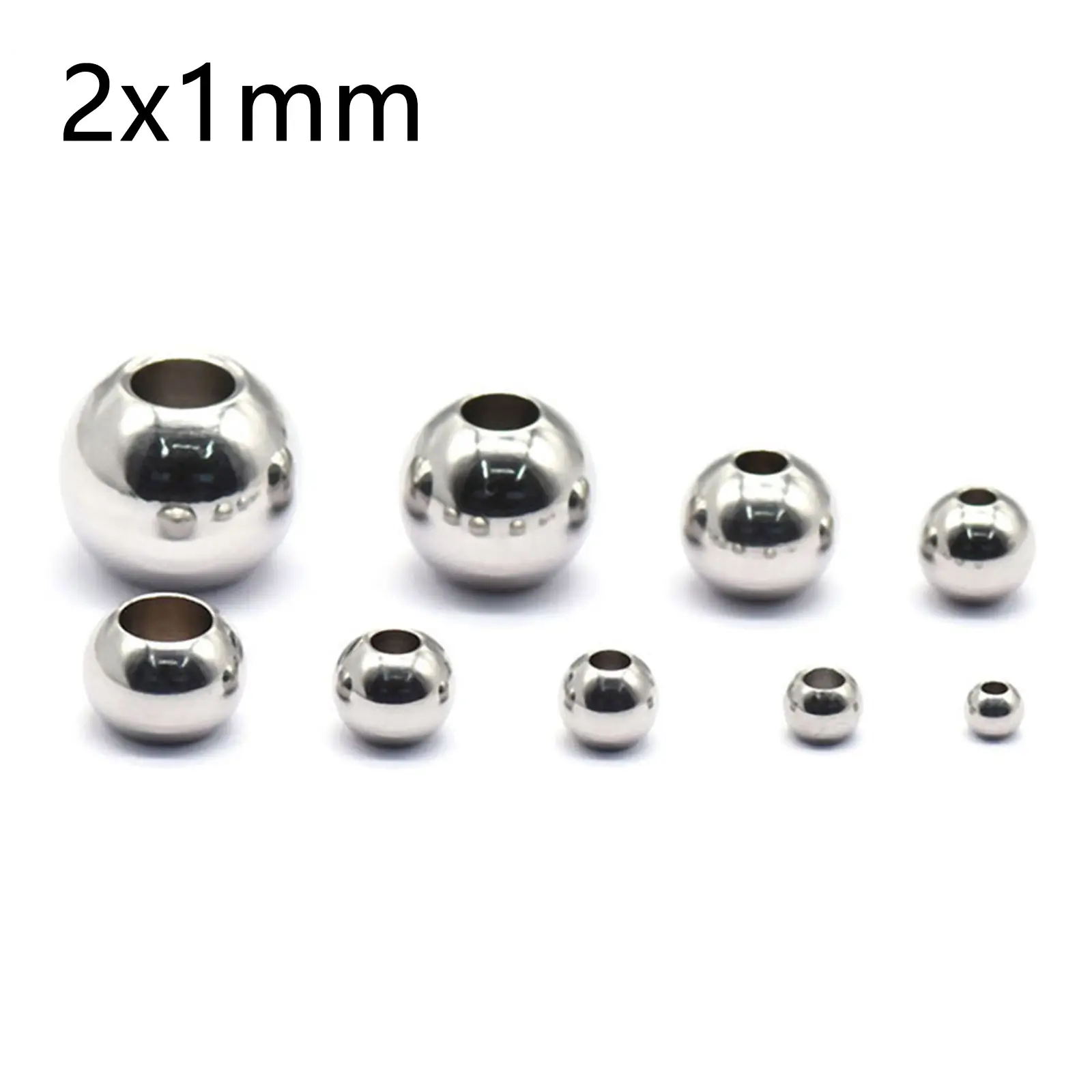50 Piece 304 Stainless Steel Loose Spacer Beads Charms Silver Color Round Ball Beads For Jewelry Making Diy Necklace Findings