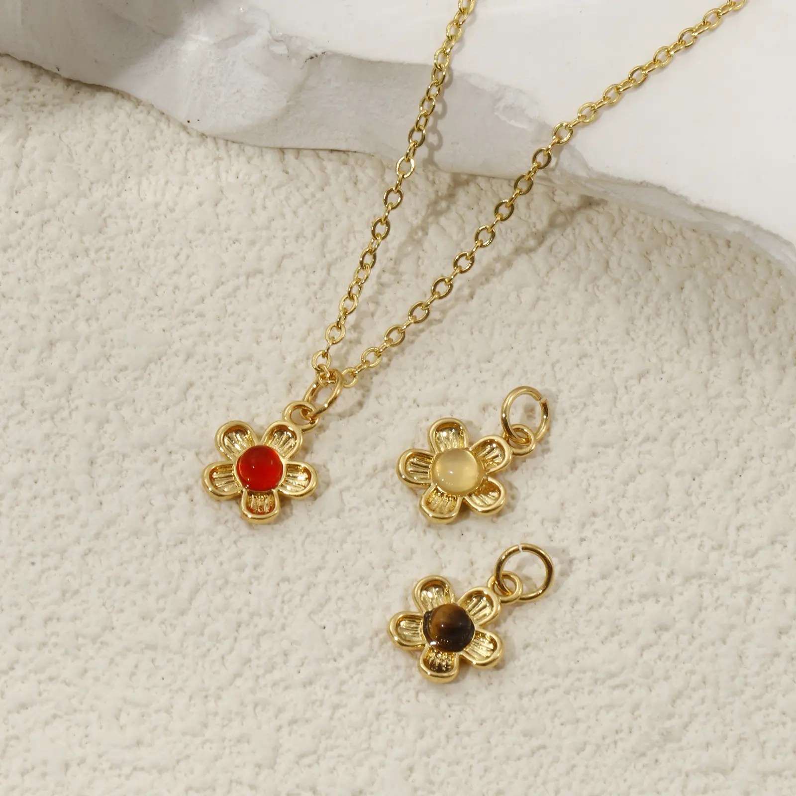 1 Piece Brass Charms 18K Gold Plated Flower Pendant For DIY Necklace Jewelry Making Findings 16mm x 10mm