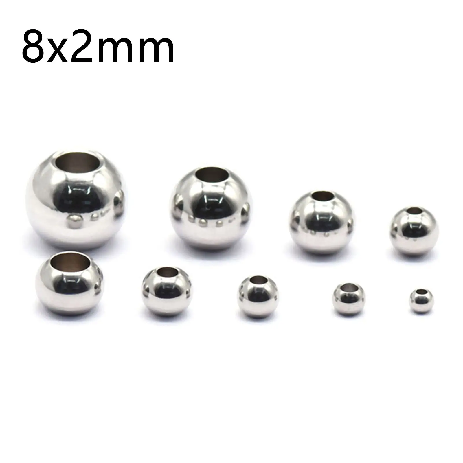 50 Piece 304 Stainless Steel Loose Spacer Beads Charms Silver Color Round Ball Beads For Jewelry Making Diy Necklace Findings