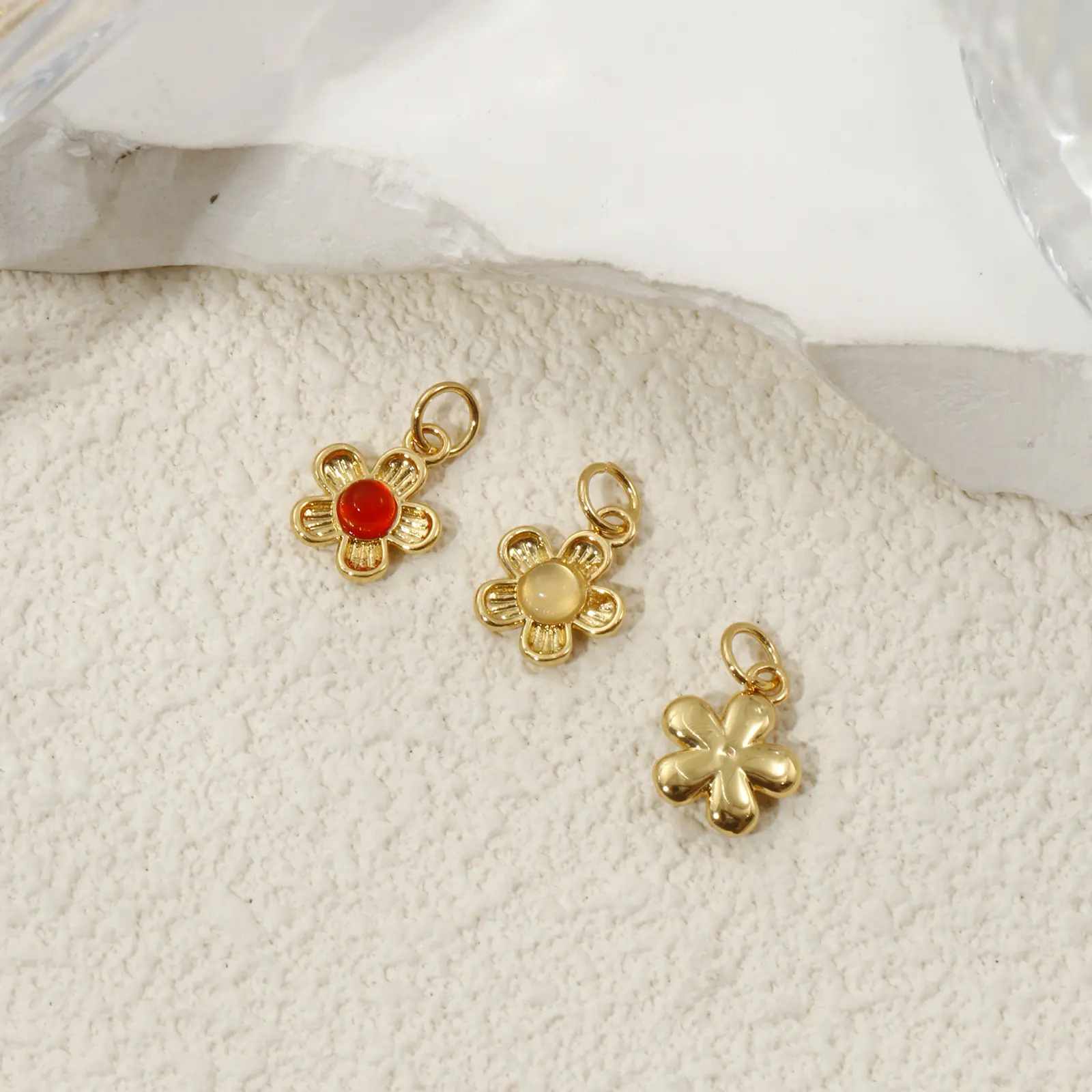 1 Piece Brass Charms 18K Gold Plated Flower Pendant For DIY Necklace Jewelry Making Findings 16mm x 10mm