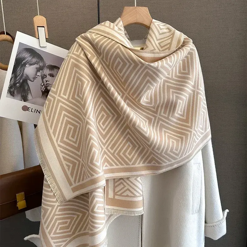 2025 New Women's Scarf Luxury Design Double Sided Cashmere Feel Scarf Warm Scarf Shawl Pashmina Blanket Stoles